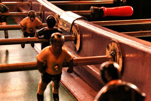 Old foosball table in a bar in Spain