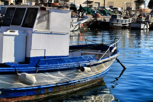 Fishing Boats moored in the port of Santa Pola, Alicante. Spain.