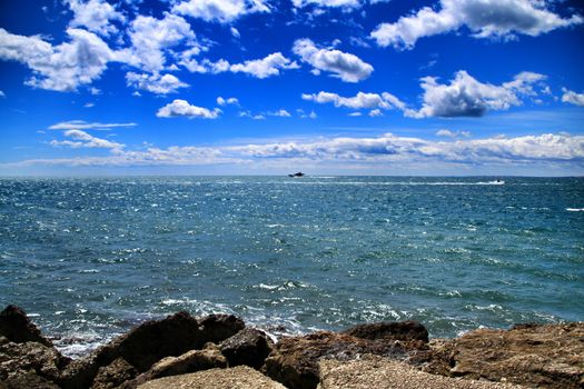 Sunny day on the coas in Spring in Santa Pola, Alicante