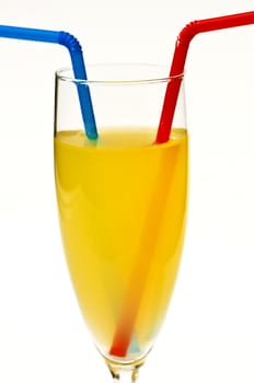 orange juice with straw