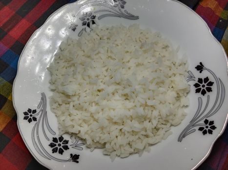 white colored Rice stock on plate