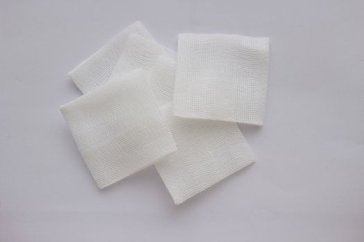 Pile of gauzed on white background
