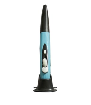 Wireless pen mouse on stand for using with computer , front view on isolated white background