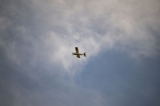 terni,italy october 19 2020:small private plane flying in the clouds