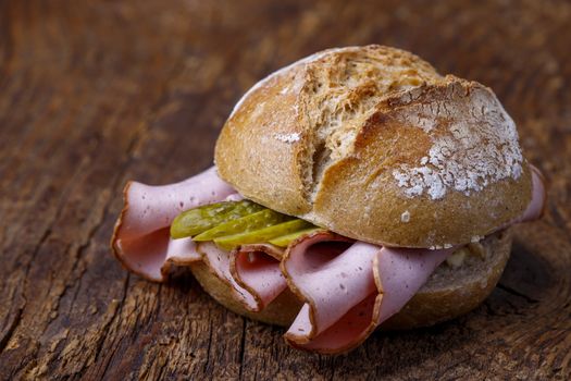 bavarian meatloaf bun on wood