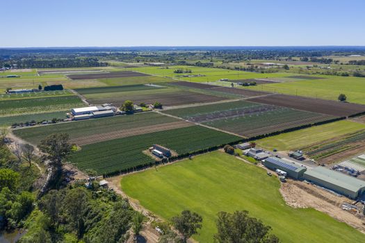 Aerial view of agricultural farmland in regional New South Wales in Australia