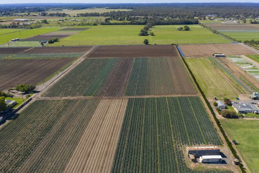 Aerial view of agricultural farmland in regional New South Wales in Australia