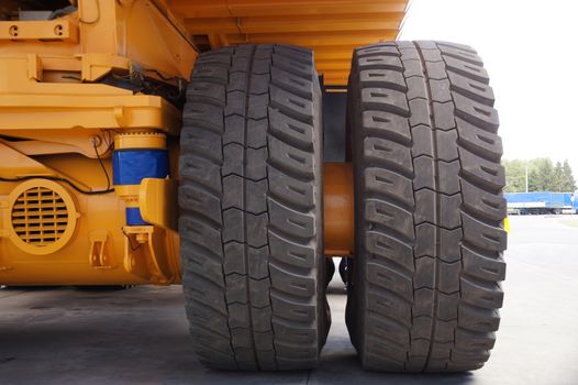 Wheels of the largest dump truck in the world             