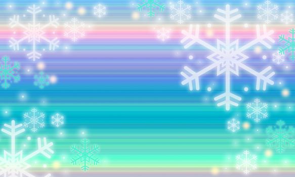 Multiple color Christmas Background and White and Blue Snowflakes. Christmas day concept.