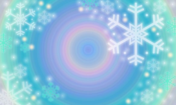 Multiple color Christmas Background and White and Blue Snowflakes. Christmas day concept.