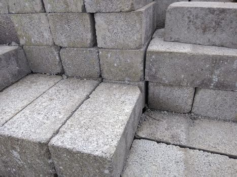 Cement concrete blocks for constructions work close up.