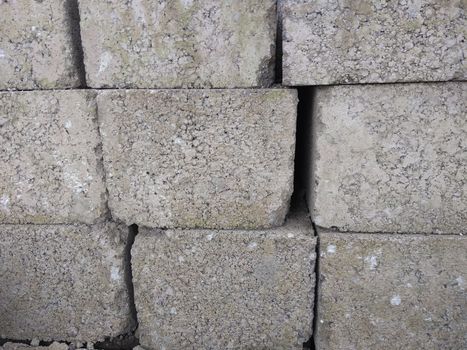 Cement concrete blocks for constructions work close up.