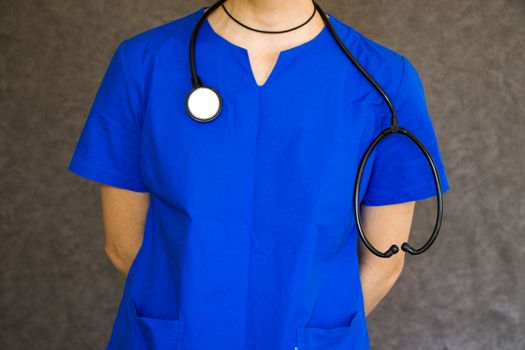 Doctors uniform. Blue uniform for surgery and viruses.