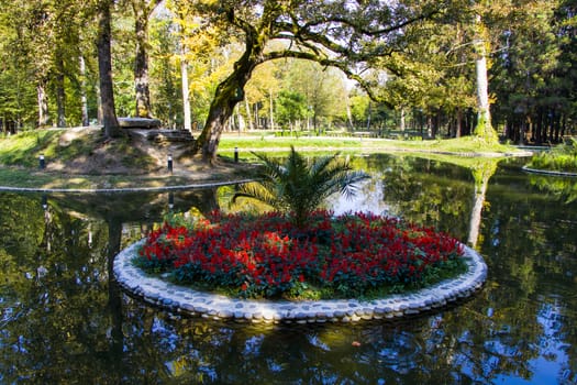 Pond in the park, Zugdidi Botanic garden in Georgia.