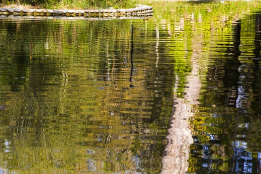 Pond colorful water reflection abstract background, autumn time