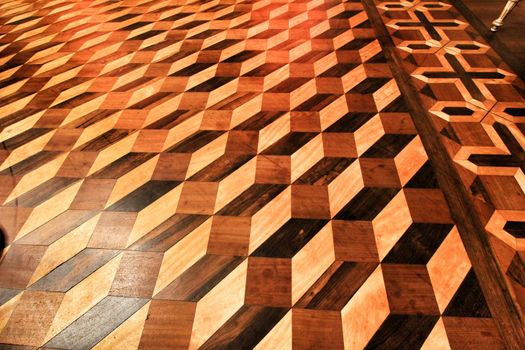 Porto, Portugal- January 6, 2020: Beautiful and vintage wooden floor of a room of the Stock Exchange Palace in Porto