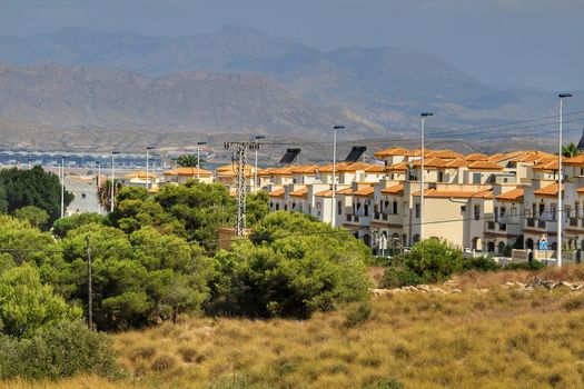 Alicante, Spain- July 28, 2020:Gran Alacant Urbanization in the coast of Alicante in summer