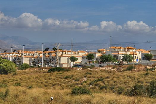 Alicante, Spain- July 28, 2020:Gran Alacant Urbanization in the coast of Alicante in summer