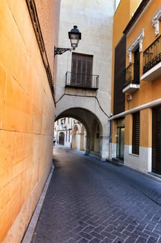 Elche, Alicante, Spain- September 9, 2020: Streets, majestic facades, windows and balconies of Elche city. Alicante province, Spain.