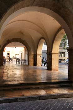 Elche, Alicante, Spain- September 9, 2020: Streets, majestic facades, windows and balconies of Elche city. Alicante province, Spain.