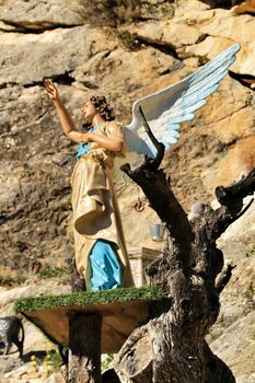 Jijona, Alicante, Spain- December 9, 2018: Traditional nativity figures in Jijona village at Christmas