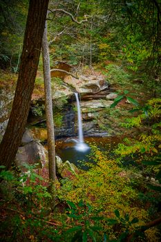 View of beautiful Flat Lick Falls near Gray Hawk, Kentucky.