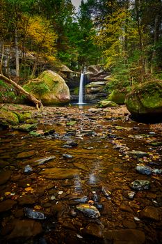 Beautiful Flat Lick Falls with Fall colors near Gray Hawk, Kentucky.