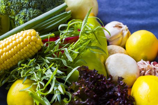 Raw organic vegetables close-up, mixed vegetables