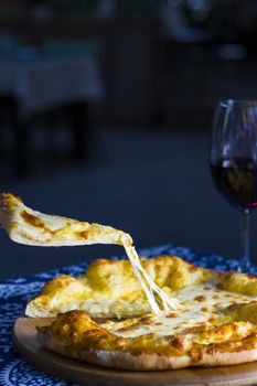 Georgian traditional food khachapuri, Cheese and bread. Tbilisi, Georgia.