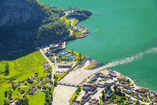 Aerial view on Flam, Sognefjord, Norway