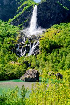 Landscape with waterfall in Norway