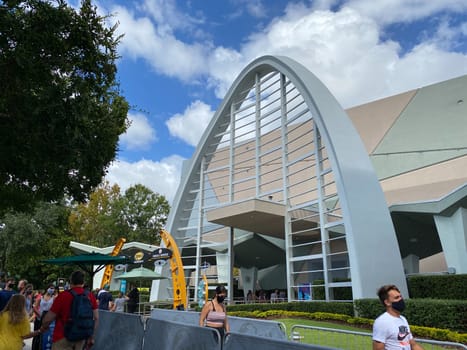 Orlando,FL/USA-10/18/20: The exterior entance to the Men In Black ride Universal Studios.