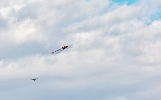 Radio-controlled helicopter and MI-2 helicopter