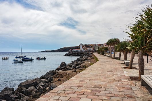 Sidewalk on the promenade of the city of Candelaria on the island of Tenerife (Canary Islands, Spain)