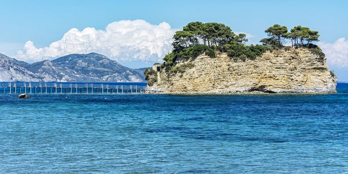 The island of Agios Sostis (Greece, the island of Zakynthos, Laganos)