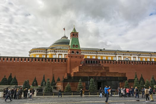 Russia, Moscow - 24.09.2016: Mausoleum at the Kremlin wall on the red square