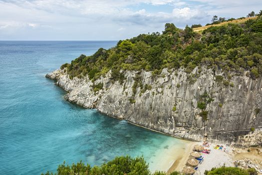 Bay of sulfur sources Xigia with a beach on the island of Zakynthos (Greece)