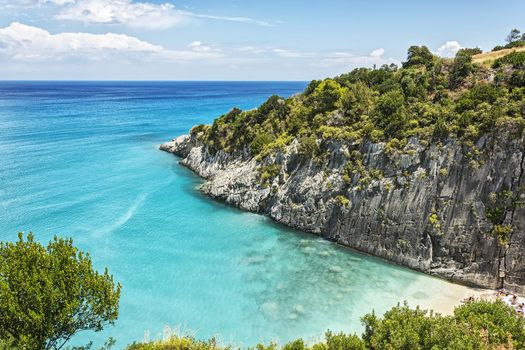 Beach in the bay of Xigia with sulfur springs on the island of Zakynthos (Greece)