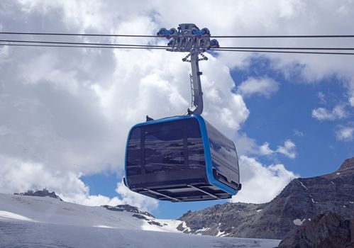 Zermatt, Switzerland - july 19, 2020: New cable car on it's way to the Matterhorn glacier paradise