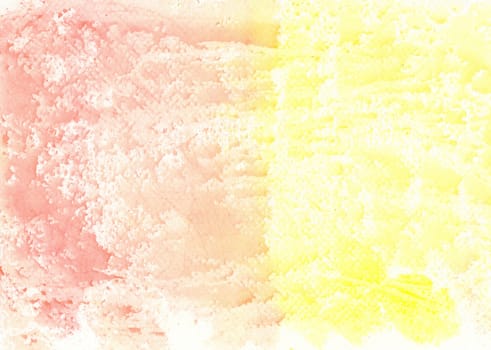 Abstract background of watercolor on paper texture, hand painted in yellow and red