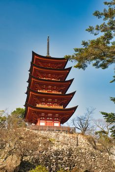 This is 5 storied temple of Miyajima, japan.