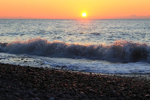 Colorful sunset in Black sea, Adjara, Georgia