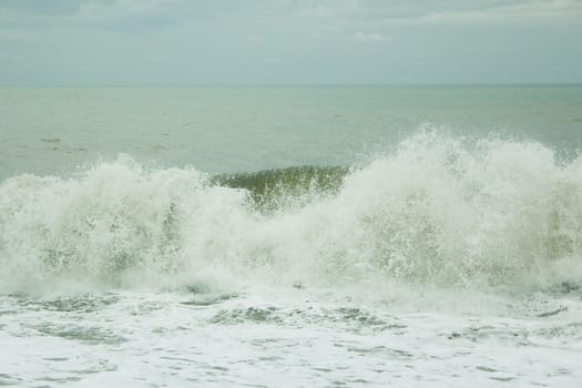 Stormy waves close-up, white waves in Black sea