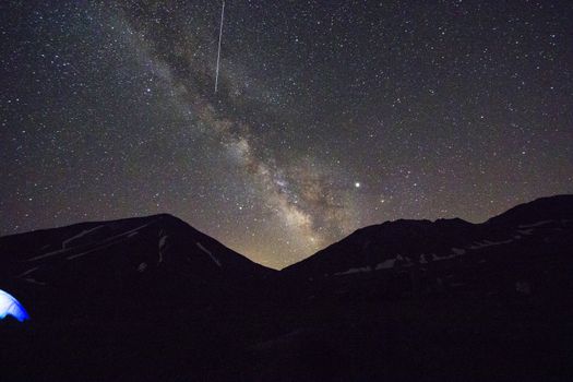 Night sky scape, landscape of night sky stars and milky way in Georgia