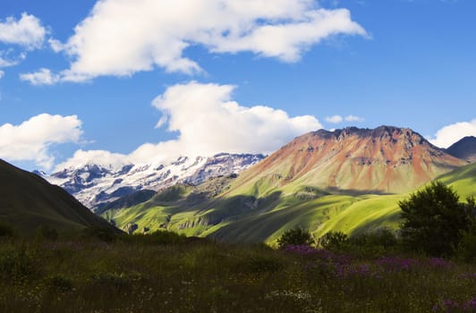 Amazing and beautiful mountain range landscape, peak and hill in Georgia.