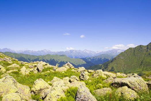 Mountains landscape and view of caucasian mountain range Georgia