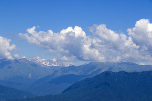 Mountains landscape and view of caucasian mountain range in Racha, Georgia