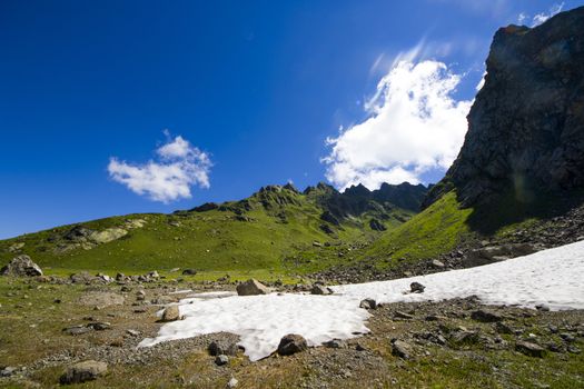 Mountains landscape and view in Svaneti, Georgia, summer holidays and trekking