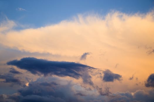 Cloudy sky background, sunset time in Tbilisi