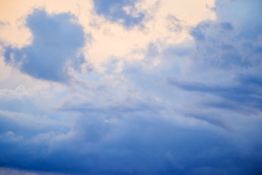 Cloudy sky background, sunset time in Tbilisi